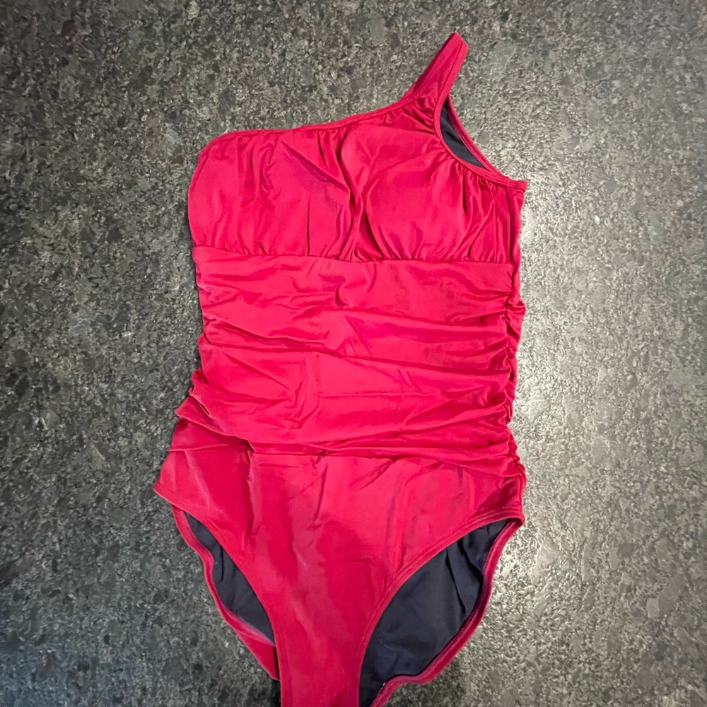 Boden Red One-Shoulder Swim One Piece